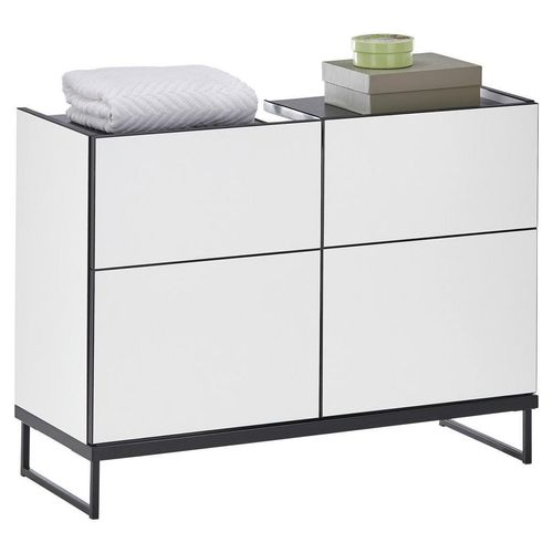 Mid.you Waschbeckenunterschrank , Schwarz, Weiß , Holzwerkstoff , 80x59.4x31 cm , Made in EU , stehend , Badezimmer, Badezimmerschränke,