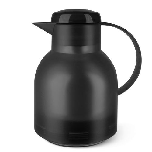 Emsa Isolierkanne Samba , Schwarz , Kunststoff , 1 L , Ausgießer, Vakuum, 100% dicht, Glaskolben, abnehmbarer Deckel, Schraubverschluss, hält warm,