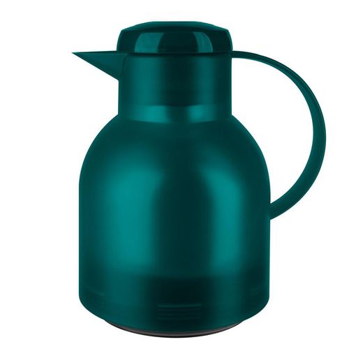 Emsa Isolierkanne Samba , Türkis , Kunststoff , 1,0 L , Tragegriff, Ausgießer, Vakuum, 100% dicht, abnehmbarer Deckel, Schraubverschluss, hält warm,