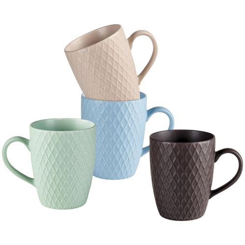 Landscape Kaffeebecherset , Hellgrau, Beige, Mintgrün, Pastellblau , Keramik , 4-teilig , Lfgb , Kaffee & Tee, Tassen, Kaffeetassen-Sets