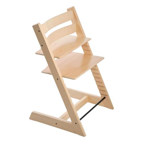 Stokke Hochstuhl Tripp Trapp , Natur , Holz , Buche , massiv, Hartholz , 46x79x49 cm , Fußstütze verstellbar, Sitzfläche speichel- und schweißechte