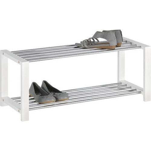 Carryhome Schuhregal , Weiß, Chrom , Metall, Holzwerkstoff , 80x32x30 cm , Typenauswahl , Garderobe, Schuhaufbewahrung, Schuhregale