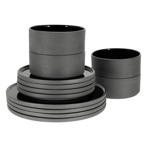 Connubia Tafelservice , Schwarz , Keramik , 12-teilig , Essen & Trinken, Geschirr, Geschirr-Sets, Tafelservice
