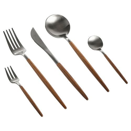 Novel Besteckset , Akazie, Edelstahl , Metall , 30-teilig , Lfgb , rostfrei, lebensmittelecht , Essen & Trinken, Besteck, Besteck-Sets