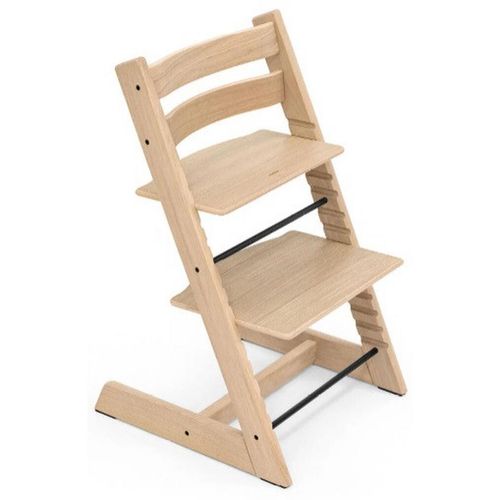 Stokke Hochstuhl Tripp Trapp Oak , Perlmutt , Holz , Eiche , massiv, Hartholz , 46x79x49 cm , Fußstütze verstellbar, Sitzfläche speichel- und