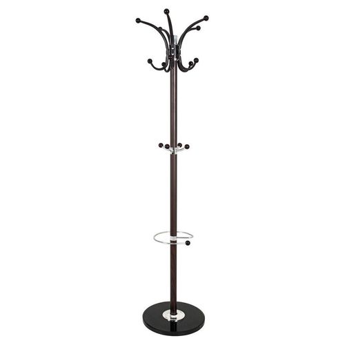 Garderobenständer , Dunkelbraun, Chrom , Stein, Metall , 37x171x37 cm , integrierter Schirmständer , Garderobe, Garderobenständer