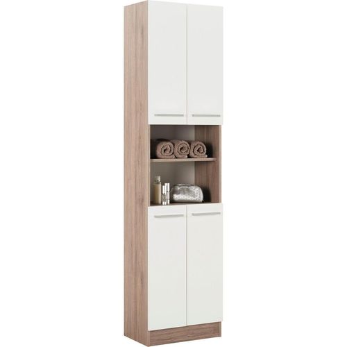 Carryhome Hochschrank , Weiß , Holzwerkstoff , 3 Fächer , 50x195.5x33 cm , Made in Germany , stehend , Badezimmer, Badezimmerschränke, Hochschränke