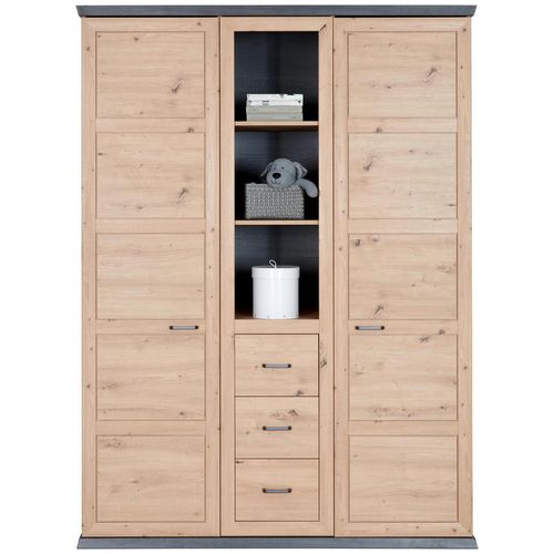My Baby Lou Babykleiderschrank Benton , Eiche, Dunkelgrau , Kunststoff , 7 Fächer , 3 Schubladen , 154x209.2x60.2 cm , Babymöbel, Babykleiderschrank