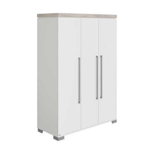 Paidi Babykleiderschrank Kira , Grau, Weiß, Eiche , Metall , 6 Fächer , 135.3x193.1x55.6 cm , Blauer Engel, Goldenes M , erweiterbar, Beimöbel