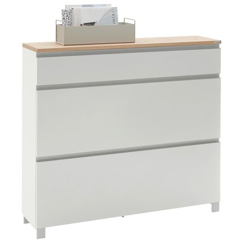 Dieter Knoll Schuhschrank Dieter Knoll , Weiß, Eiche , Metall , Balkeneiche , furniert , 1 Schubladen , 120x108x31 cm , Goldenes M, Made in Germany,