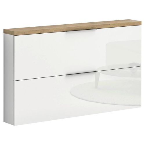 Xora Hängeschuhschrank , Weiß Hochglanz , Metall , 140x82x19 cm , Garderobe, Schuhaufbewahrung, Schuhschränke