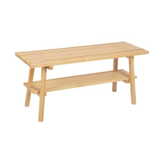 Carryhome Schuhbank , Natur , Holz , Bambus , massiv , 100x45x35 cm , Bsci , Holzmöbel, Garderoben Holz, Garderobenbänke Holz