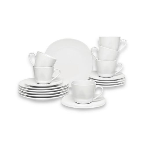 Boxxx Kaffeeservice Square Shape , Weiß , Keramik , 18-teilig , 200 ml,200 ml , Lfgb , Essen & Trinken, Geschirr, Geschirr-Sets, Kaffeeservice