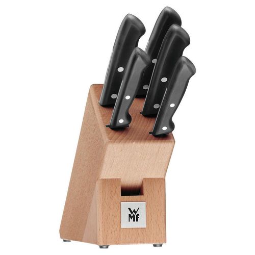 WMF Messerblock Classic Line , Natur, Schwarz , Holz, Metall , 6-teilig , Buche , Kochen, Küchenmesser, Messersets