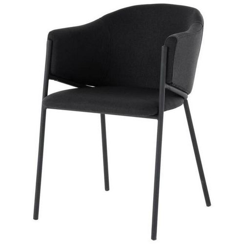 Mid.you Armlehnstuhl , Schwarz , Holz, Metall, Textil , Pappel , Sperrholz , Rundrohr , 53x77x60 cm , FSC , Esszimmer, Stühle, Esszimmerstühle,