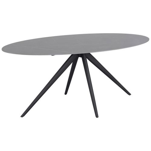 Novel Esstisch , Grau, Schwarz , Metall, Keramik , oval , konisch, Rundrohr , 89x76x180 cm , Esszimmer, Tische, Esstische, Esstische oval