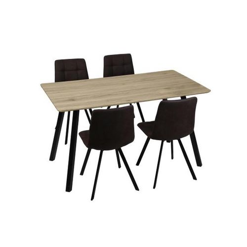 Livetastic Tischgruppe , Anthrazit, Schwarz, Eiche , Holz, Metall, Textil , Pappel , Sperrholz , Rundrohr , Esszimmer, Tische, Esstische