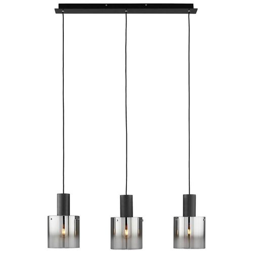 Dieter Knoll Hängeleuchte Alesund , Schwarz , Metall, Glas , 20x120x90 cm , Lampen & Leuchten, Innenbeleuchtung, Hängelampen, Esstischlampen