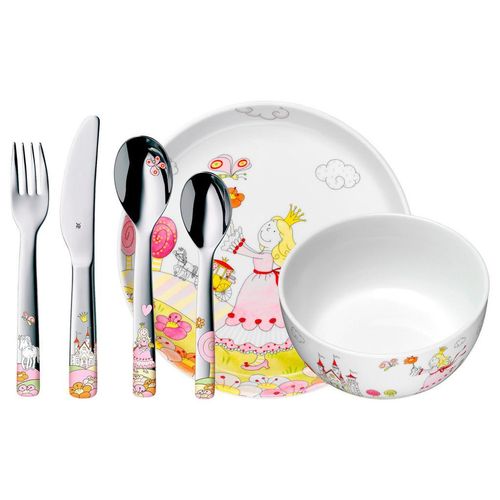 WMF Kinderbesteck Prinzessin , Metall, Keramik , 6-teilig , ergonomischer Griff, lebensmittelecht, Vollheftmesser , Füttern, Kinderbesteck