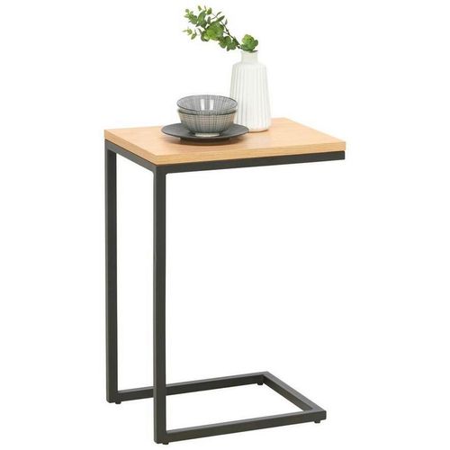 Carryhome Beistelltisch , Schwarz, Eiche , Holz, Metall, Holzwerkstoff , Eiche , furniert , rechteckig , eckig , 30x60x40 cm , Wohnzimmer,