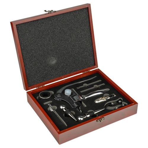 Xxxl Weinzubehör-Set , Edelstahl , Holz, Metall , 10-teilig , 23x6.6x27 cm , Essen & Trinken, Barausstattung