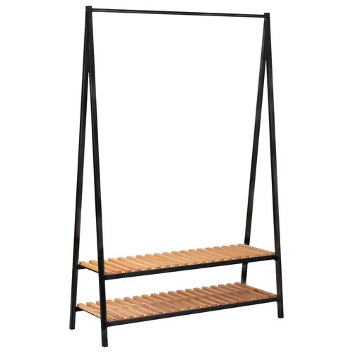 Garderobenständer , Schwarz, Kiefer , Holz, Metall , Kiefer , massiv , 120x180x43 cm , Schuhablage, gastro- und objekttauglich , Garderobe,