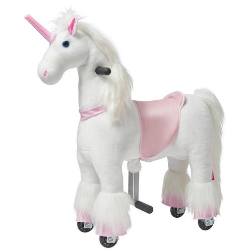My Baby Lou Schaukelpferd Einhorn , Rosa, Weiß , Metall, Kunststoff, Textil , 27x85x76 cm , unisex , EN 71 , Fußstützen, Haltegriffe , Spielzeug,