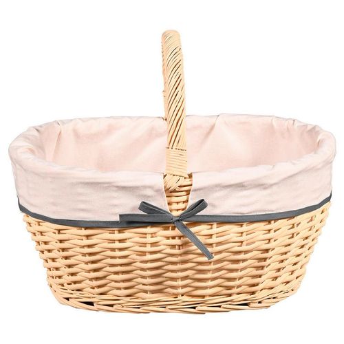 Kesper Einkaufskorb , Weiß , Textil, Naturmaterialien , 30 L , oval , 33x37x45 cm , mit engem Korbgeflecht , Freizeit, Koffer & Taschen, Einkaufskörbe