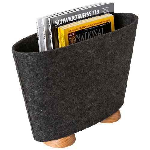 Xxxl Zeitungsständer pieperconcept Andersen , Anthrazit, Eiche , Holz, Textil , Eiche , massiv , 41x29x14 cm , Ordnen & Aufbewahren, Zeitungsständer