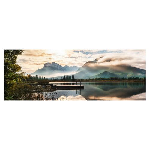 Monee Glasbild , Mehrfarbig , Glas , Landschaft & Natur , rechteckig , 125x50 cm , Fotografie , Bilder und Zubehör, Wandbilder, Glasbilder