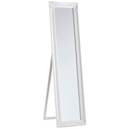 Carryhome Standspiegel , Weiß Hochglanz , Holz, Glas , Eukalyptusholz , massiv , rechteckig , 44x168x5 cm , Ganzkörperspiegel , Spiegel, Standspiegel