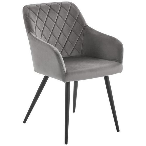 Livetastic Armlehnstuhl , Grau, Schwarz , Holz, Metall, Textil , Pappel , Rundrohr , 54x86x60 cm , inklusive Armlehnen , Esszimmer, Stühle,