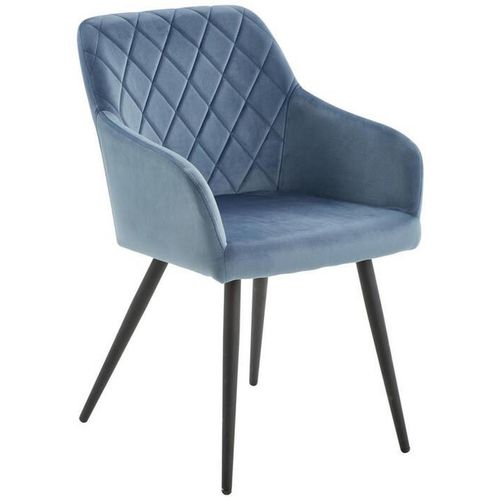 Livetastic Armlehnstuhl , Blau, Schwarz , Holz, Metall, Textil , Pappel , Rundrohr , 54x86x60 cm , inklusive Armlehnen , Esszimmer, Stühle,