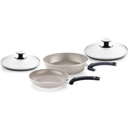 Fissler Pfannenset Ceratal , Greige , Metall , 4-teilig , 3,2 L , 34.5x22.5x52 cm , antihaftbeschichtet , Kochen, Pfannen, Pfannensets
