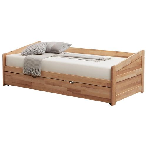 Livetastic Ausziehbett , Buche , Holz , Kernbuche , massiv , Höhe ca. 13 cm , 90x200 cm , Kinder- & Jugendzimmer, Kindermöbel, Kinderbetten,