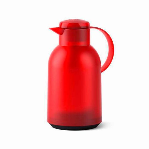 Emsa Isolierkanne Samba , Rot , Kunststoff , Uni , 1,5 L , 100% dicht, Glaskolben , Kaffee & Tee, Kannen, Thermoskannen