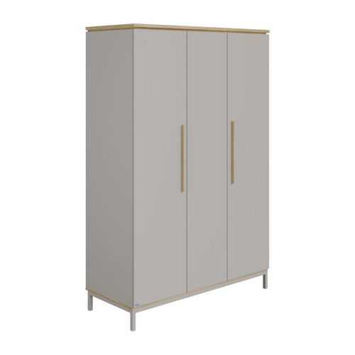 Paidi Babykleiderschrank Benne , Eiche, Hellgrau , Holzwerkstoff , Eiche , massiv , 9 Fächer , 135.3x201.9x55.6 cm , Blauer Engel, Goldenes M ,