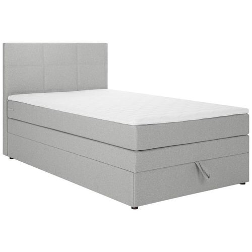 Welnova Boxspringbett , Hellgrau , Textil , H3 , Höhe ca. 17 cm , 120x200 cm , gepolstertes Kopfteil , Kinder- & Jugendzimmer, Jugendmöbel,