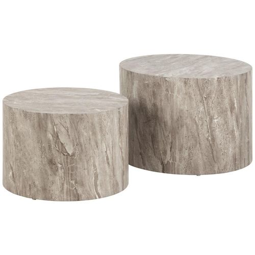 Mid.you Couchtischset , Grau , Holzwerkstoff , 2-teilig , zylindrisch , 58x40x58 cm , FSC MIX , Wohnzimmer, Wohnzimmertische, Satztische