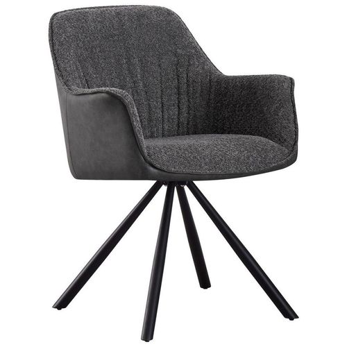 Mid.you Armlehnstuhl Boucle , Grau , Holz, Metall, Textil , Pappel , Sperrholz , Drehkreuz , 62x82x62 cm , Fsc, Bsci , inklusive Armlehnen ,