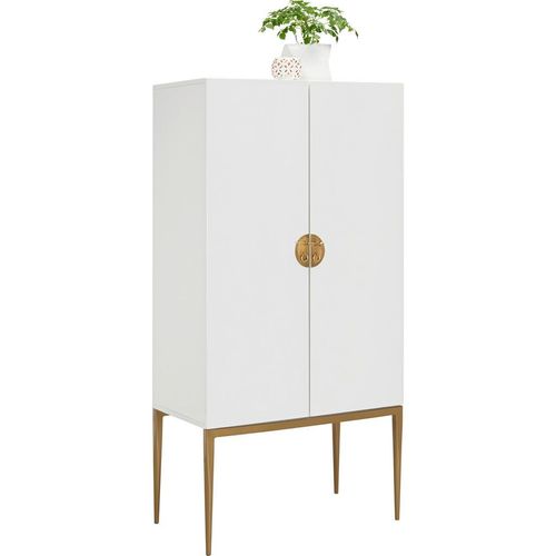 Carryhome Hochzeitsschrank , Weiß, Messing , Holzwerkstoff , 2 Fächer , 70x140x40 cm , Beimöbel erhältlich , Wohnzimmer, Wohnwände, Vitrinenschränke