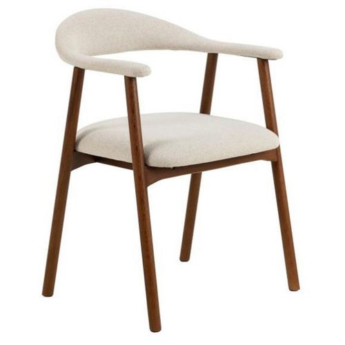 Mid.you Armlehnstuhl , Beige, Walnuss , Holz, Textil , Eiche , massiv , rund , 56x75.5x54 cm , FSC MIX , Esszimmer, Stühle, Esszimmerstühle,
