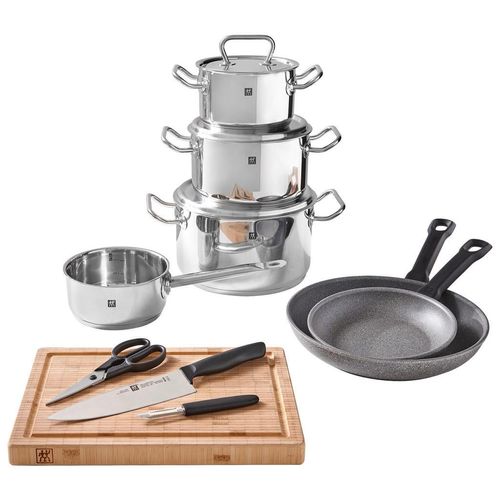 Zwilling Kochtopfset XXXLutz Exclusiv , Edelstahl , Holz, Metall , 10-teilig , 16 cm,20 cm,16 cm , Kochen, Töpfe, Topfsets