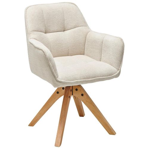Mid.you Armlehnstuhl , Eiche, Beige , Holz, Textil , Eiche , massiv , Drehkreuz , 63x83x61 cm , Sitzfläche 360° drehbar, inklusive Armlehnen ,
