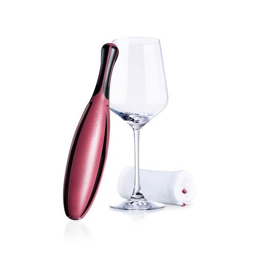 Glas-Polierset Brilamo , Weinrot , Kunststoff, Textil , 2-teilig , 6x6x26 cm , Reach , Essen & Trinken, Gläser