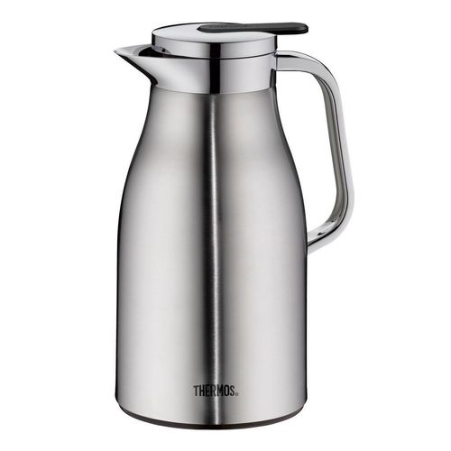 Xxxl Isolierkanne Century , Silber , Metall , 1 L , BPA-frei , Ausgießer, lebensmittelecht, Vakuum, Glaskolben, abnehmbarer Deckel, Schraubverschluss,