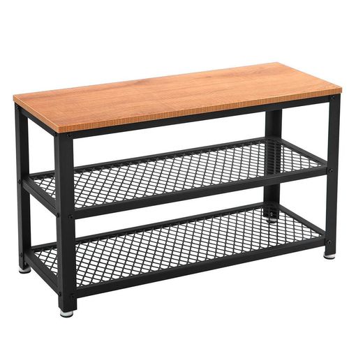 Boxxx Schuhregal Vasagle , Schwarz, Hellbraun , Metall, Holzwerkstoff , 73x45x30 cm , stehend , Garderobe, Schuhaufbewahrung, Schuhregale