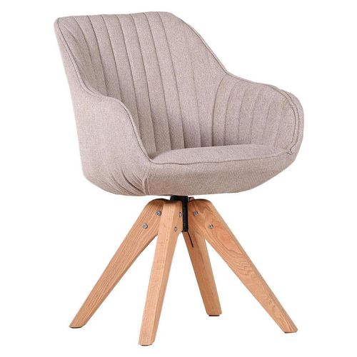 Armlehnstuhl , Beige , Textil , Eiche , massiv , eckig , 60x83x65 cm , Stoffauswahl, Sitzfläche 360° drehbar , Esszimmer, Stühle, Esszimmerstühle,