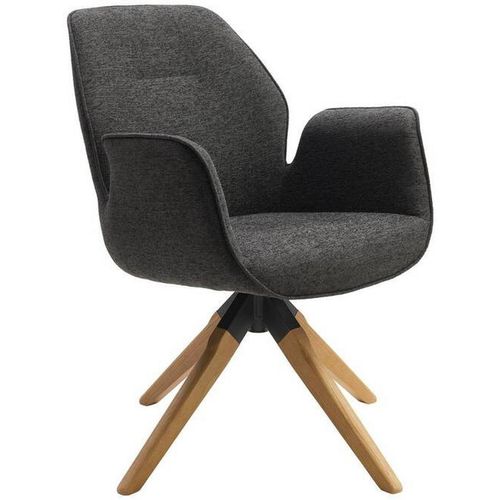 Mid.you Armlehnstuhl , Anthrazit, Natur , Holz, Textil , Eiche , massiv , Drehkreuz , 61x84x62 cm , Sitzfläche 360° drehbar , Esszimmer, Stühle,