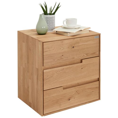 Valnatura Nachtschrank , Eiche , Holz , Wildeiche , massiv , 3 Schubladen , 50x58x40 cm , Soft-Close-System , Holzmöbel, Holztische, Nachttische Holz